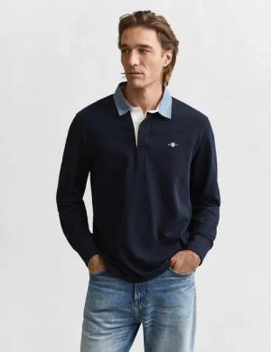 Gant Langarm-Poloshirt "REG CHAMBRAY HEAVY RUGGER"