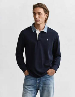 Gant Langarm-Poloshirt REG CHAMBRAY HEAVY RUGGER