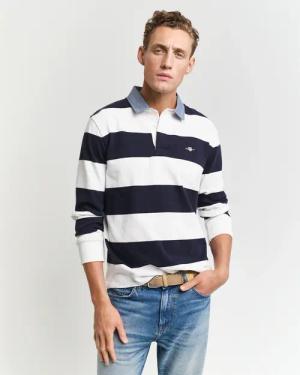 Gant Langarm-Poloshirt "REG CHAMBRAY STRIPE HEAVY RUGGER"