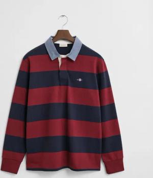 Gant Langarm-Poloshirt "REG CHAMBRAY STRIPE HEAVY RUGGER"