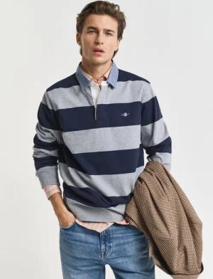 Gant Langarm-Poloshirt REG CHAMBRAY STRIPE HEAVY RUGGER