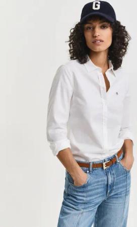 Gant Langarmbluse New Slim Stretch Oxford Blouse für bequemen Sitz u. Bewegungsfreiheit, New Slim Stretch, bügelfrei
