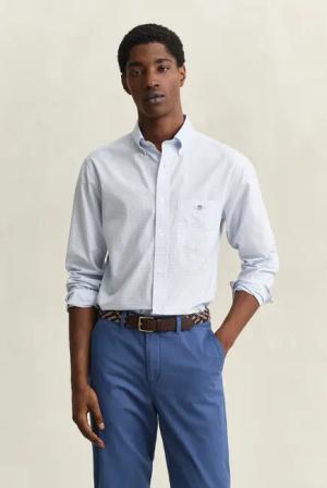 Gant Langarmhemd "REG CLASSIC POPLIN GINGHAM SHIRT" mit Logostickerei, Baumwoll-Popeline
