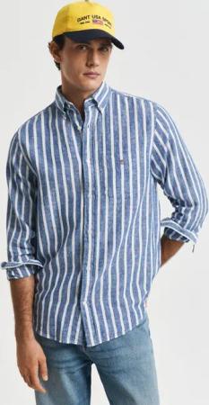 Gant Langarmhemd REG COTTON/LINEN STRIPED SHIRT Streifen, luftig, Leinen
