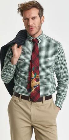 Gant Langarmhemd "REG POPLIN GINGHAM SHIRT" mit Logostickerei auf der Brust