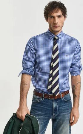 Gant Langarmhemd REG POPLIN GINGHAM SHIRT mit Logostickerei auf der Brust