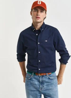 Gant Langarmhemd Slim Fit Popeline Hemd leichte Baumwolle strapazierfähig pflegeleicht mit klassischer Logostickerei auf der Brust