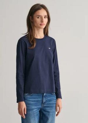 Gant Langarmshirt REG SHIELD LS T-SHIRT kleine Logostickerei auf der Brust