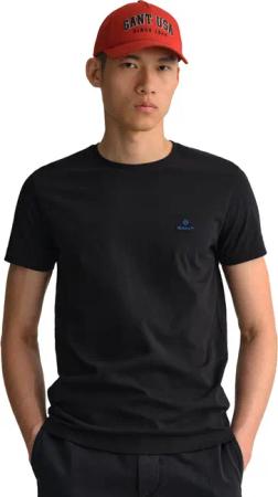 Gant | Mens Rundhals T-Shirt Kontrast Logo - schwarz