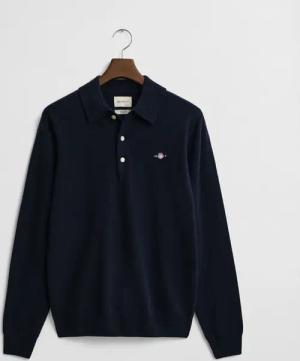 Gant Polokragenpullover SUPERFINE LAMBSWOOL mit Knöpfen, regular fit, Wappenstickerei