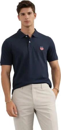 Gant Poloshirt Herren Retro Shield Pique Logo Regular Comfort Fit Retro Shield Logo Stickerei aus den 90ern