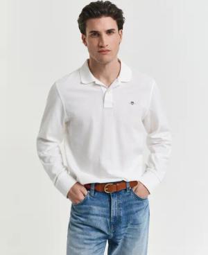 Gant Poloshirt "REG SHIELD LS PIQUE RUGGER" mit Logotickerei auf der Brust