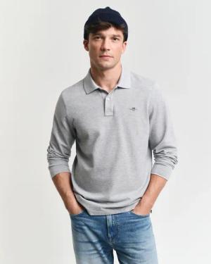 Gant Poloshirt "REG SHIELD LS PIQUE RUGGER" mit Logotickerei auf der Brust