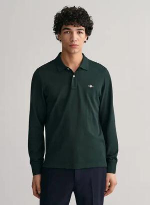 Gant Poloshirt REG SHIELD LS PIQUE RUGGER mit Logotickerei auf der Brust