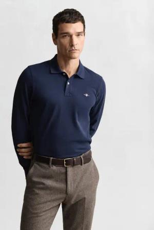 Gant Poloshirt REG SHIELD LS PIQUE RUGGER mit Logotickerei auf der Brust