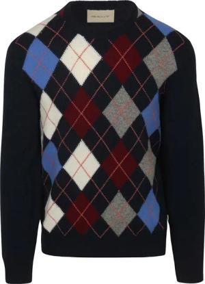 Gant Pullover Wool Blend Argyle Navy - Größe XXL