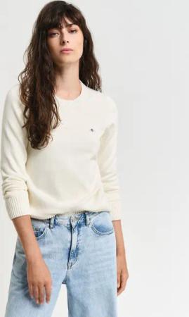 Gant Rundhalspullover CLASSIC COTTON C-NECK mit Zopfstrickmuster