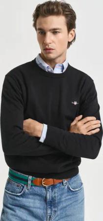 Gant Rundhalspullover "CLASSIC COTTON C-NECK" Premium Strickpullver aus weicher 100% Baumwolle, Übergangspullover