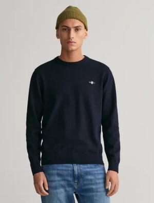 Gant Rundhalspullover "CLASSIC COTTON C-NECK" Premium Strickpullver aus weicher 100% Baumwolle, Übergangspullover