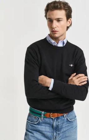 Gant Rundhalspullover CLASSIC COTTON C-NECK Premium Strickpullver aus weicher 100% Baumwolle, Übergangspullover