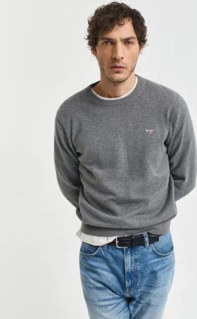 Gant Rundhalspullover CLASSIC COTTON C-NECK Premium Strickpullver aus weicher 100% Baumwolle, Übergangspullover