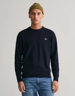 Gant Rundhalspullover CLASSIC COTTON C-NECK Premium Strickpullver aus weicher 100% Baumwolle, Übergangspullover