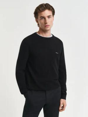 Gant Rundhalspullover "COTTON PIQUE C-NECK" mit Logostickerei auf der Brust