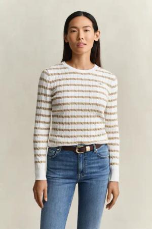 Gant Rundhalspullover "STRETCH COTTON CABLE STRIPE C-NECK"