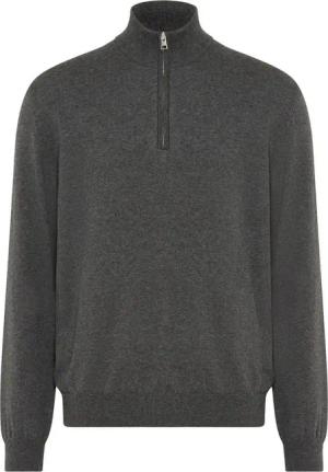Gant Stehkragenpullover COTTON/WOLL HALF ZIP mit Rippstrick-Details, normale Passform