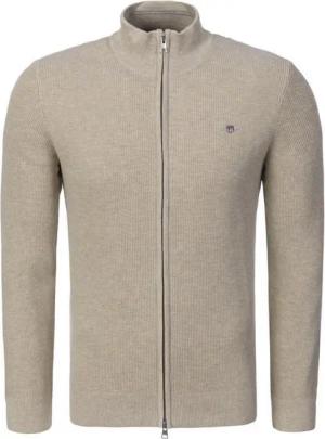 Gant Strickjacke Micro Textured Cotton Zip Herren Sweatjacke, Feinstrickjacke, Grobstrickjacke, Wolljacke, Cardigan