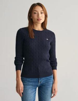 Gant Strickpullover STRETCH COTTON CABLE C-NECK mit Logostickerei auf der Brust