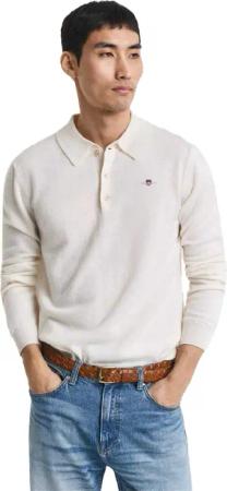Gant - "Superfine" Poloshirt für Herren, Schafwolle (Cremefarbe)
