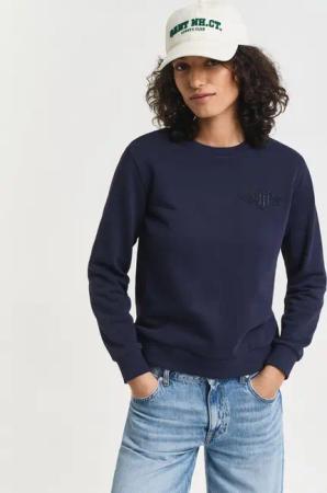 Gant Sweatshirt REG TONAL SHIELD C-NECK SWEAT Ton in Ton Stickerei, Rundhals