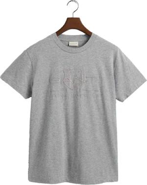 Gant - T-Shirt für Herren, Ton-in-Ton Stickerei (Grau)
