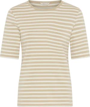 Gant T-Shirt "SLIM STRIPED 1X1 RIBBED KA T-SHIRT" mit dezentem Logoschriftzug am Ärmelabschluss