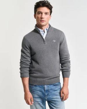 Gant Troyer "CASUAL COTTON HALF ZIP" mit grafischer Logostickerei auf der Brust