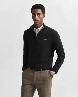 Gant Troyer "CLASSIC COTTON HALF ZIP" mit gerippten Details