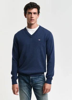 Gant V-Ausschnitt-Pullover "COTTON/WOOL" normale Passform, Strickpullover