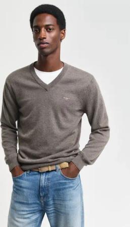 Gant V-Ausschnitt-Pullover "COTTON/WOOL" normale Passform, Strickpullover