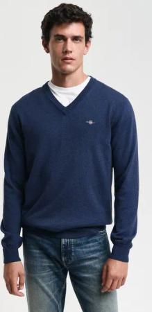 Gant V-Ausschnitt-Pullover COTTON/WOOL normale Passform, Strickpullover