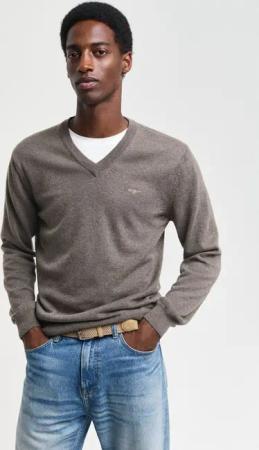 Gant V-Ausschnitt-Pullover COTTON/WOOL normale Passform, Strickpullover