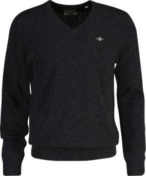 Gant V-Ausschnitt-Pullover EXTRAFINE LAMBSWOOL V-NECK mit Logostickerei