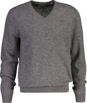 Gant V-Ausschnitt-Pullover EXTRAFINE LAMBSWOOL V-NECK mit Logostickerei