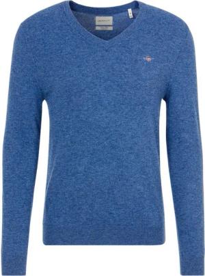Gant V-Ausschnitt-Pullover EXTRAFINE LAMBSWOOL V-NECK mit Logostickerei