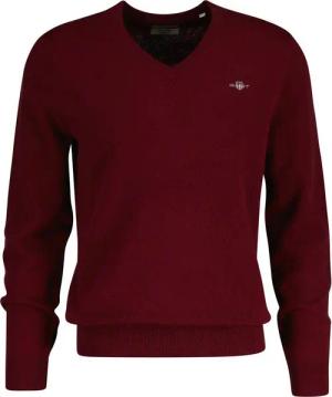 Gant V-Ausschnitt-Pullover EXTRAFINE LAMBSWOOL V-NECK mit Logostickerei