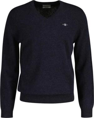 Gant V-Ausschnitt-Pullover EXTRAFINE LAMBSWOOL V-NECK mit Logostickerei