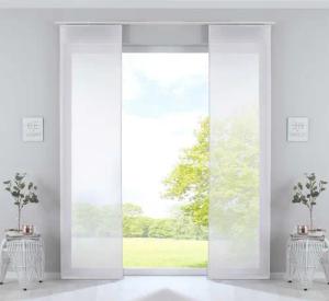 Gardinenbox Schiebegardine (2 St), Paneelwagen, halbtransparent, Flächenvorhänge »Nizza« Baumwoll-Voile 2019032-2