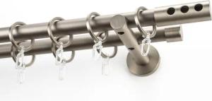 GARESA Gardinenstange "EASY" Ø 20 mm 2 läufig-läufig Wunschmaßlänge Vorhanggarnitur, verlängerbar, Endk. mit 3 Löcher, Alu, m. Ringe