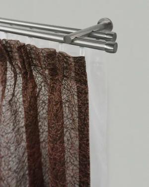 GARESA Gardinenstange "KAPPE" Ø 16 mm 2 läufig-läufig Wunschmaßlänge Vorhanggarnitur, einfache Montage, verlängerbar, edelstahl optik