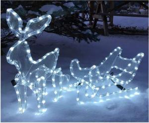 Gartenpirat LED Dekofigur Rentier mit Schlitten 100 x 49 cm 216 LED Weihnachtsdeko für außen
